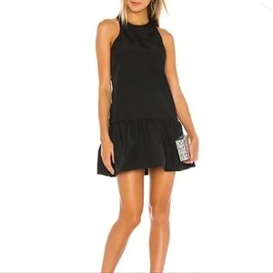 Amanda Uprichard Alejandra Black Sleeveless Ruffled Hem Mini Dress